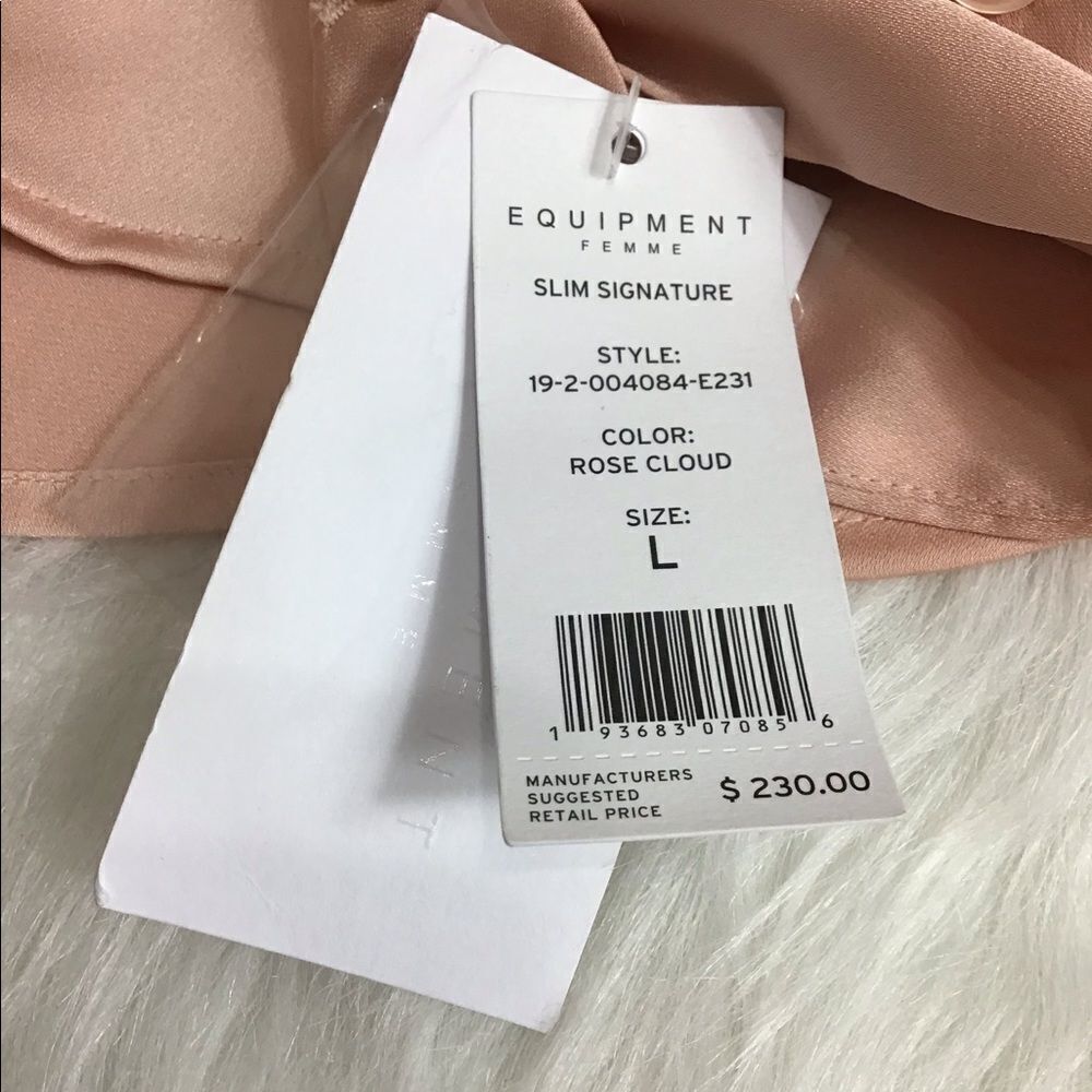 Equipment Satin Silk Signature Slim Blouse New  Size Large Rose New Size Large - Picture 7 of 8